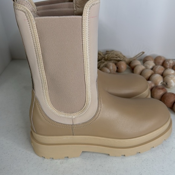 SCOTCH & SODA Made In Portugal Leather High Top Chelsea Boots Light sand 41/8.5 - Picture 9 of 12